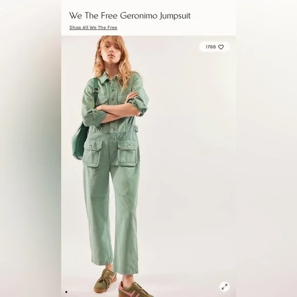 Free people Geronimo blue green jumpsuit Nwot small - Picture 1 of 2